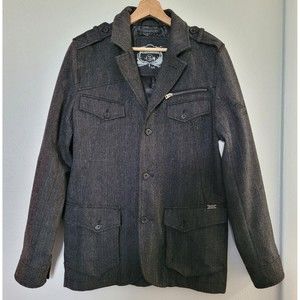 Buckle Black Label Men's Athletic Fit Utility Jacket Dark Gray Size Small EUC